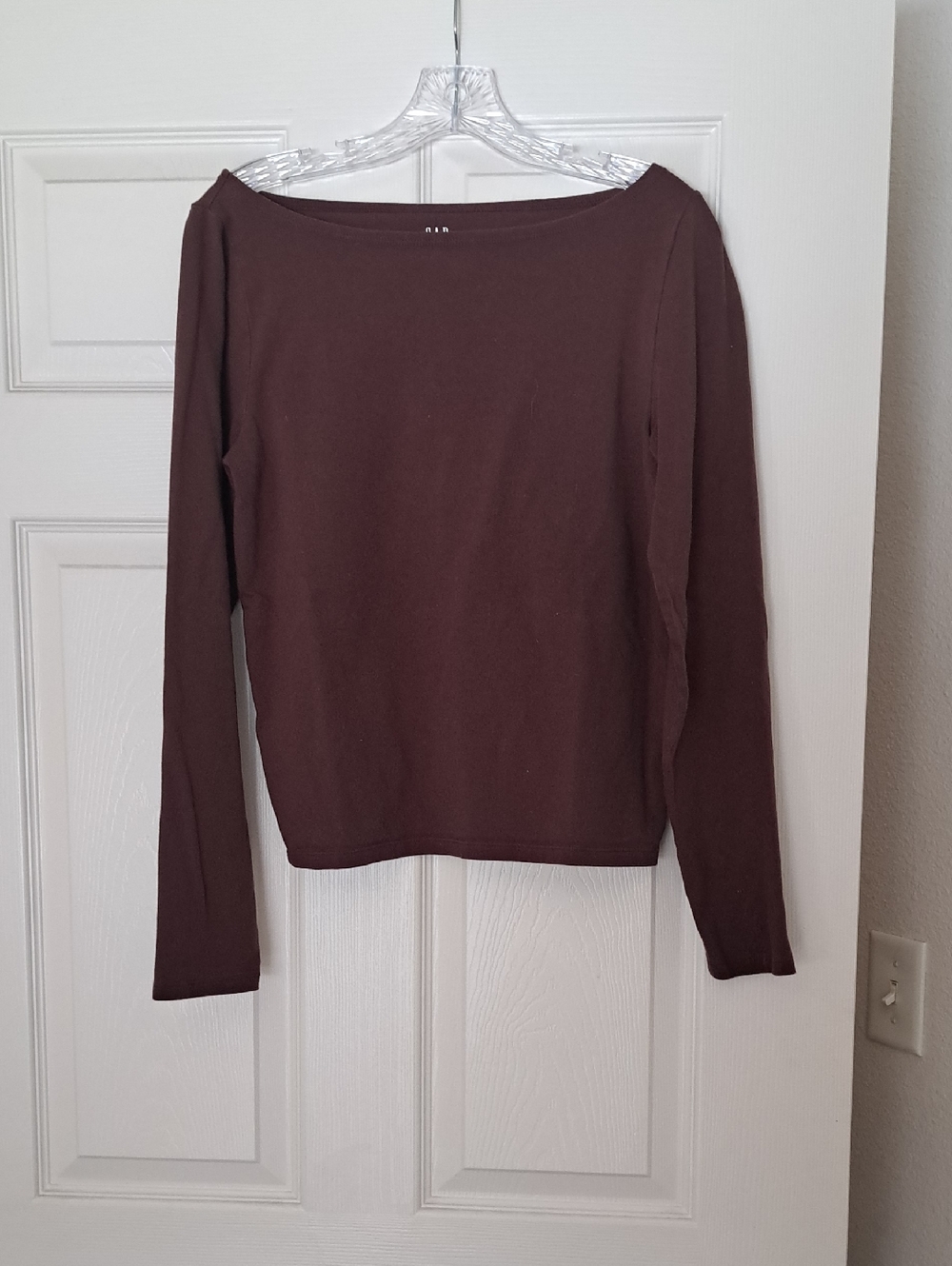 GAP Factory Dark Brown Boatneck Long Sleeve Top